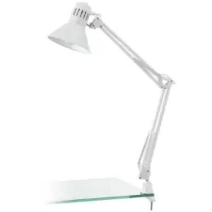 image of Firmo - 1 Light Modern Adjustable Desk Clip On Lamp Shiny White, E27 - Eglo