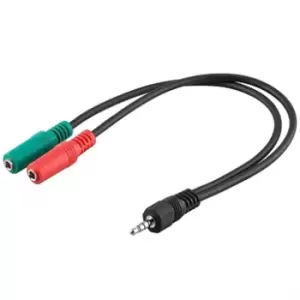 image of Goobay 3.5mm 4-pin / 2x 3.5mm 3-pin Headset Audio Adapter - 30cm