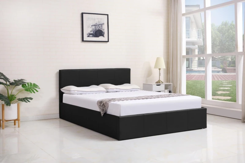 Image of KOSY KOALA KOSY KOALA Ottoman Storage Leather Bed Side Lift Double Bed in Black One Size Unisex 5060711582665
