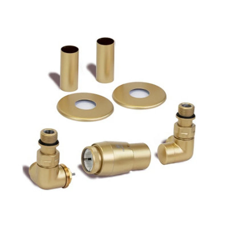 Image of Terma Vision Brass Left Sided Corner Radiator Valve & Lockshield (Dia)15mm X ½"