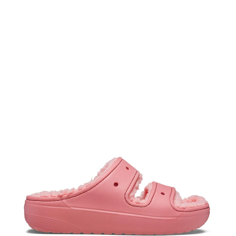 Image of Crocs Womens Classic Cozzzy Lightweight Fuzzy Lined Sandals UK Size 6 (EU 39-40) Hot Blush CRC395-STRAWB-6