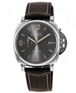 image of Panerai Luminor Due 45mm 3 Days Automatic Grey Dial Brown Leather Strap Mens Watch PAM00943 PAM00943