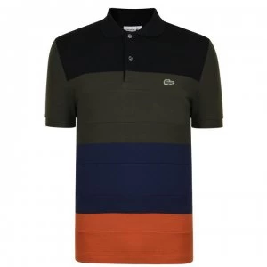 image of Lacoste Colour Stripe Polo Shirt - Blk/Khki/Nvy