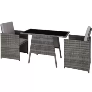 Image of Tectake Lausanne Rattan Garden Bistro Set - Grey