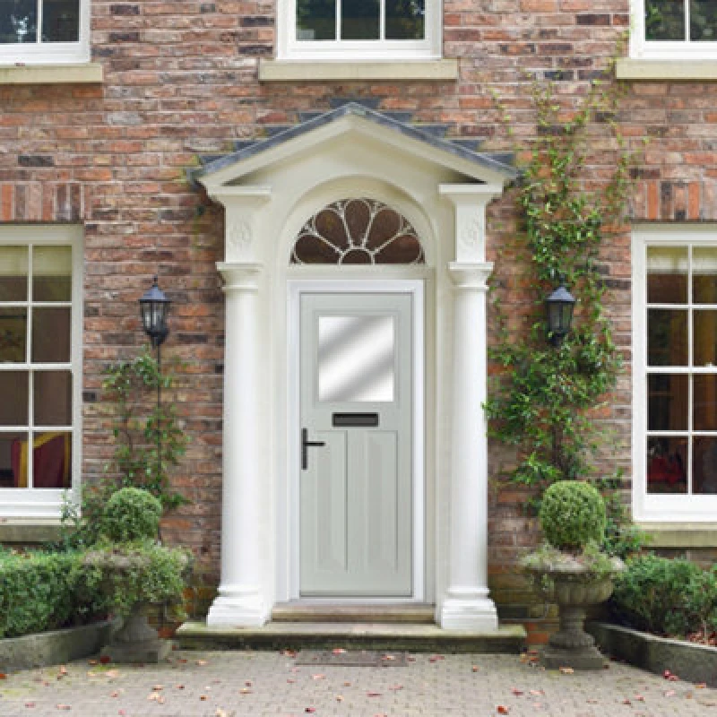 Image of Lacerta Composite Door Eaton Agate Grey 920mm X 2090mm Open In Right Hand Obs Glass 10 Year Guarantee - Free Delivery & Smart Lock