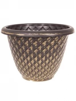Image of Pair Of Gold Pinecone Planters - 33cm Diameter