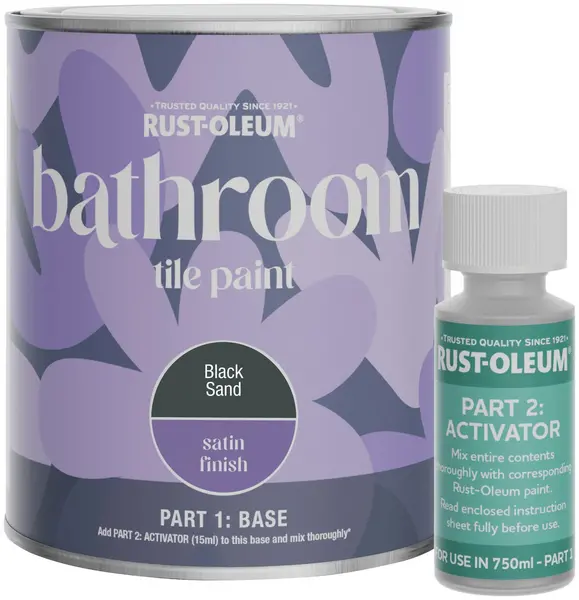 Image of Rust-Oleum Rust-Oleum Satin Bathroom Tile Paint 750ml - Black Sand