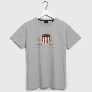 image of GANT Mens Archive Shield T-Shirt - Grey Melange - M