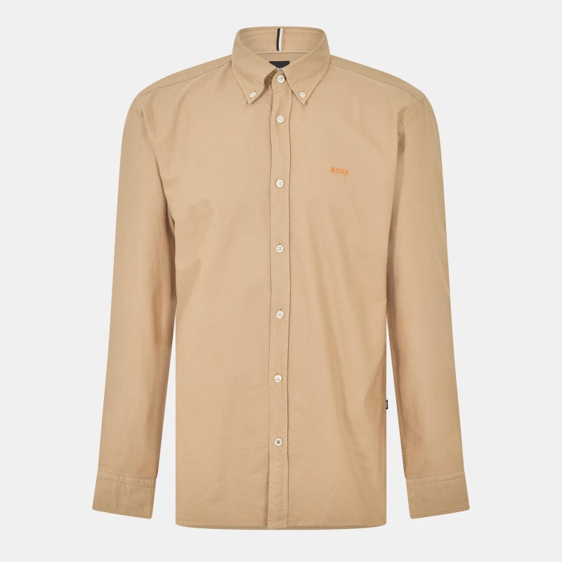 Image of Boss Mens Long Sleeve Shirt Light Beige male S