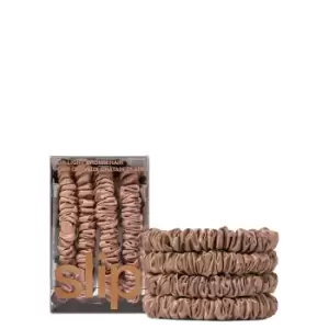 Image of Slip Pure Silk Skinny Scrunchies - Colour Light Brown