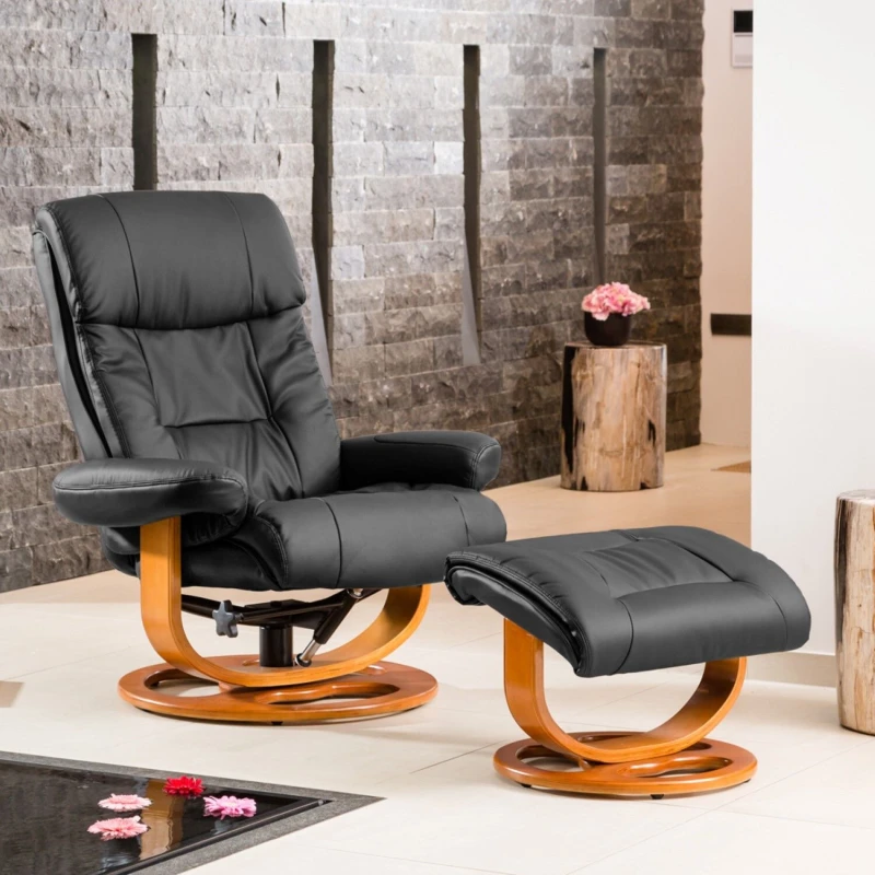 Image of Artemis Home Barriston Swivel Recliner & Footstool in Black Unisex