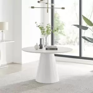 Image of Furniturebox Palma 120cm Round Dining Table In Beige Stone Effect