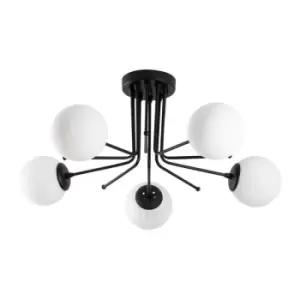 image of Cristal Model 12 Deco 5-light Ceiling Lamp Black