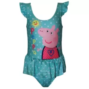 Image of Peppa Pig Girls Sunshine One Piece Swimsuit (3-4 Years) (Pale Turquoise)