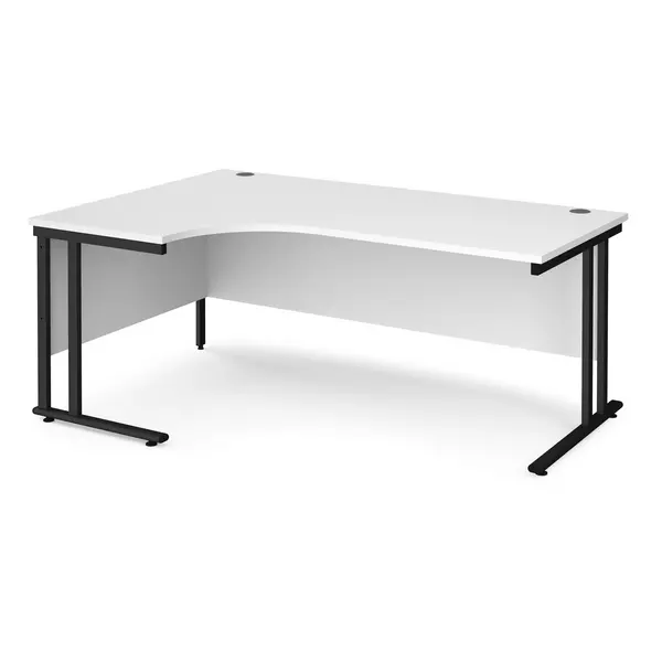 image of Maestro 25 Left Hand Ergonomic Desk with Black Frame and White Top - 1800mm