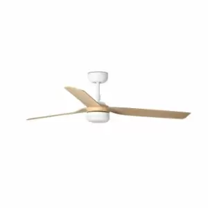 image of Punt LED White, Light Wood Ceiling Fan With DC Motor Smart