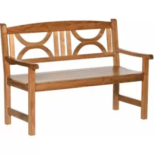 image of 2-Seater Wooden Garden Bench Outdoor Patio Loveseat Natural - Outsunny