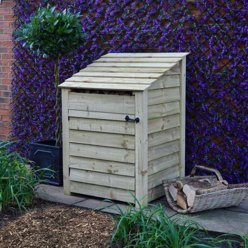 Image of Rutland County Garden Furniture Ltd Burley 4ft Log Store with Doors - L80 x W89.5 x H128cm - Light Green Light Green Unisex