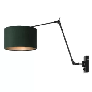 image of Prestige Chic Wall Lamp with Shade Matt Black, Velor Green