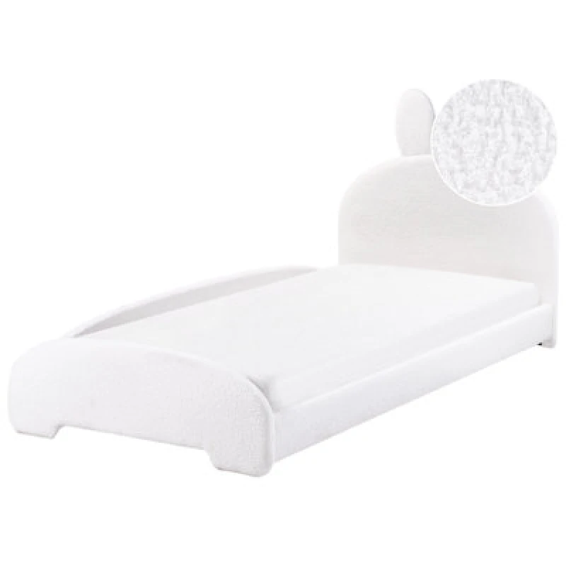 Image of Beliani Kids Bed Rabbit Boucle Perros 90 X 200 Cm (Eu Single) Off-White