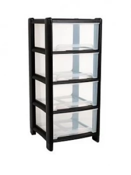 image of Wham 4 Drawer Black Storage Tower