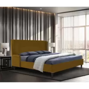 Image of Shanaya Bed King Plush Velvet Mustard