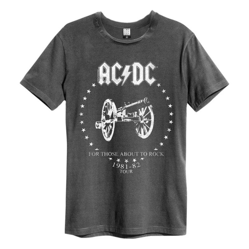Image of Amplified Amplified Men For Those About To Rock AC DC T-Shirt in Charcoal Size: X-Small Charcoal XS Male 5063238008076