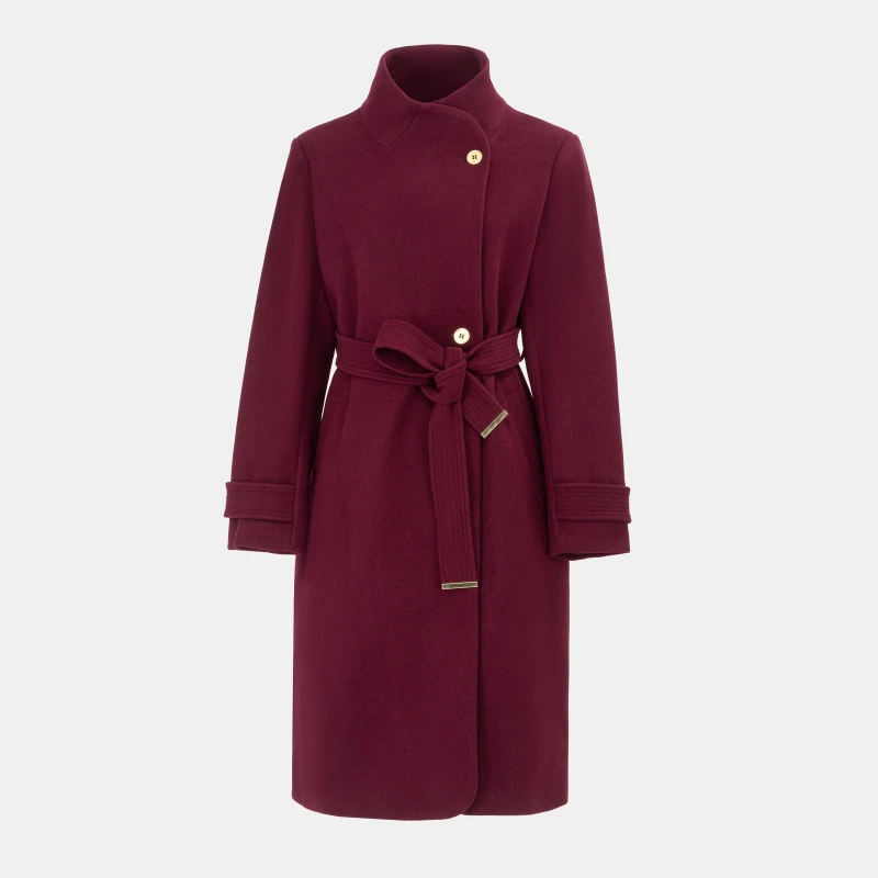 Image of Biba Womens Billie Belted Long Sleeve Mid-Length Overcoat Fig female 8 (XS)