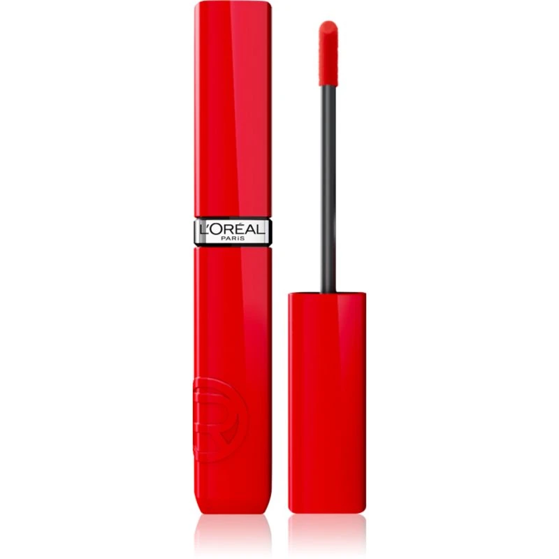 Image of LOreal Paris Infaillible Laque Resistance long-lasting liquid lipstick adds moisture and shine shade 410 Rouge Poppy 4.3 ml