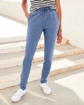 Image of Cotton Traders Womens Relaxed Jersey Denim Pull-On Joggers in Beige