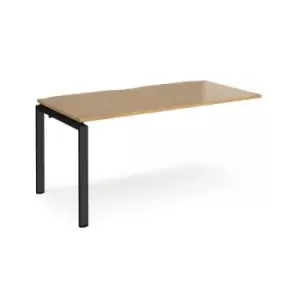 Image of Bench Desk Add On Rectangular Desk 1600mm Oak Tops With Black Frames 800mm Depth Adapt