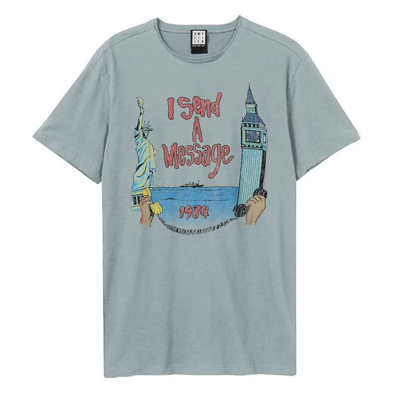Image of Amplified Amplified Men I Send A Message INXS T-Shirt in Pale Blue Size: X-Small Pale Blue XS Male 5063750771960