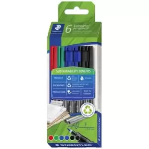 image of Staedtler OHP pen Lumocolor permanent pen 318 318 C6-1 Red, Blue, Green, Black