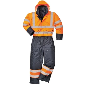 image of Portwest S485ONR4XL - sz 4XL Hi-Vis Contrast Coverall - Lined - Orange/Navy