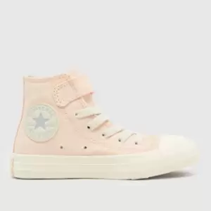 image of Converse Pale Pink All Star Hi 1v Girls Junior Trainers