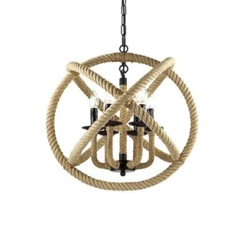 Image of Corda 6 Light Spherical Ceiling Pendant Brown, Black, E14