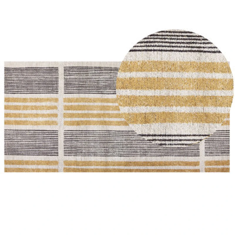 Image of Beliani Rug Katra Beige 80 X 150 Cm Cotton
