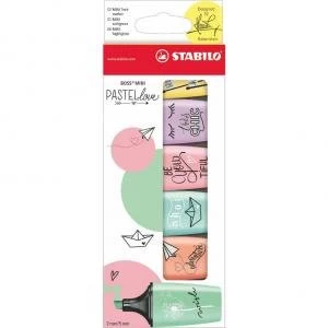 Image of BOSS MINI Pastellove Highlighters Assorted Pack 6 10640ST