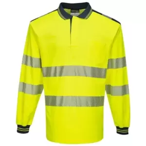 Image of Portwest T184YNRXXL - sz 2XL PW3 Hi-Vis Polo Shirt L/S - Yellow/Navy - Yellow/Navy
