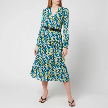Image of Michael Kors Womens Multi 60S Floral Kate Dress - Bright Limeade - XS