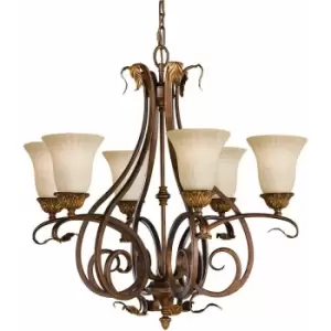 Image of 6 Bulb Chandelier Hanging Pendant LIght Aged Tortoise Shell LED E27 60W Bulb