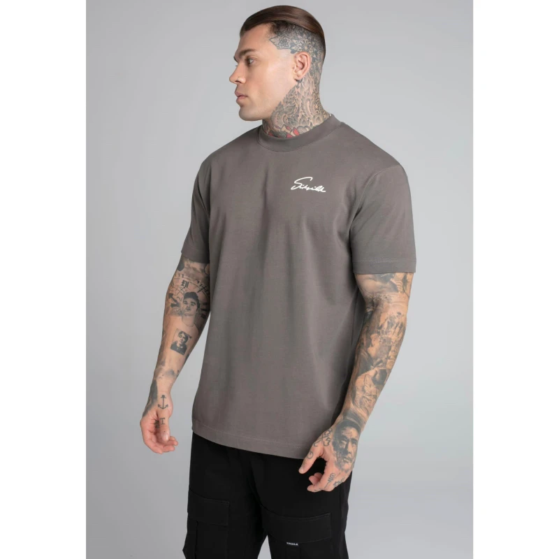 Image of SikSilk Script T-Shirt - Brown Brown S