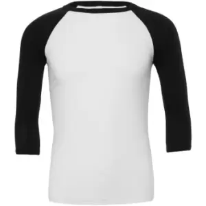 image of Canvas Mens 3/4 Sleeve Baseball T-Shirt (XS) (White/Black)