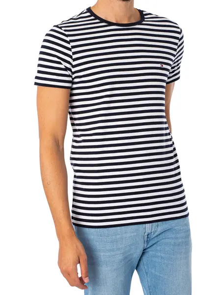Image of Tommy Hilfiger Stretch Extra Slim Fit T-Shirt Desert Sky/White L