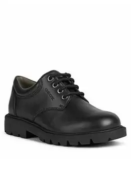 Image of Geox Shaylax Boys Lace Up School Shoe, Black, Size 5 Older