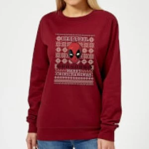 Image of Marvel Deadpool Womens Christmas Sweatshirt - Burgundy - XXL