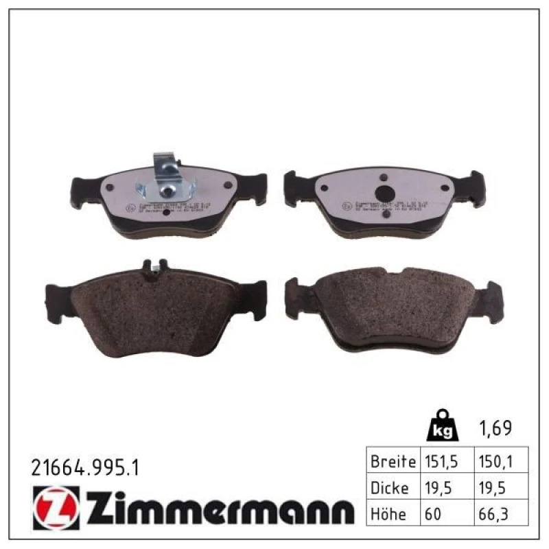 Image of ZIMMERMANN Brake pad set ZIMMERMANN 21664.995.1