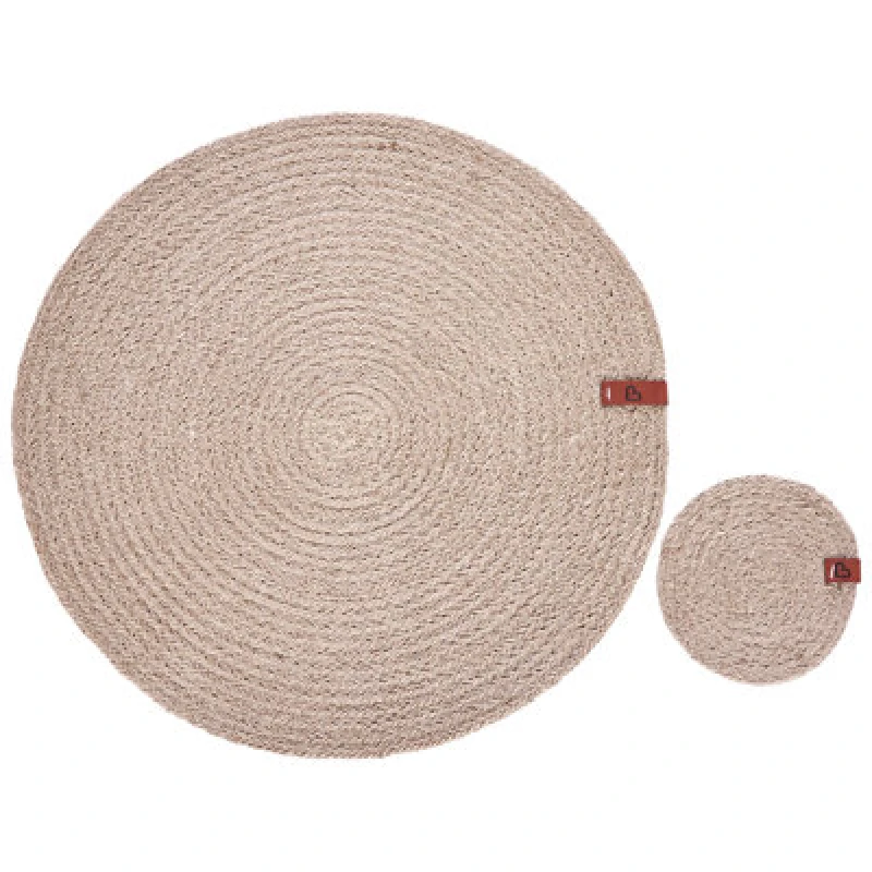 Image of Beliani 12 Piece Placemats And Coasters Set Bushmint Natural Jute