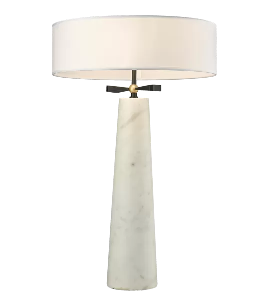 image of Bow 2 Light Table Lamp With Round Shade Black, E27