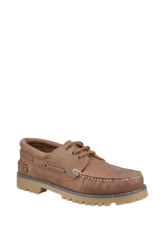 Image of Cotswold Mens Inglecote Leather Boat Shoes UK Size 12 (EU 46) Camel COT845-CAMEL-12